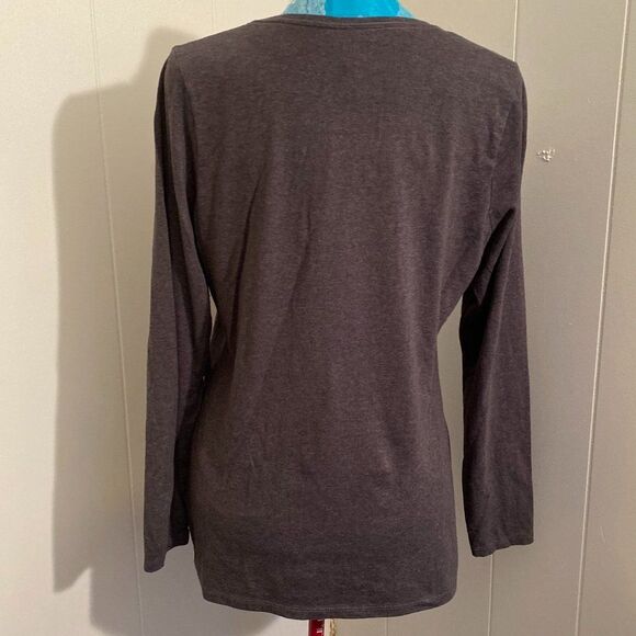 Hanes Live Love Color Boho Floral Long Sleeve V-neck Tee-Shirt Women Size L - Picture 3 of 6